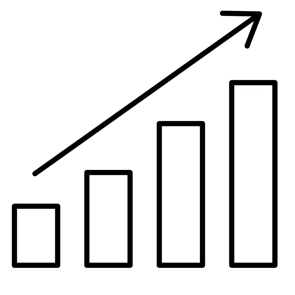右肩上がりのグラフのイラスト